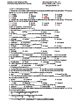 Đề khảo sát giữa kì I môn Tiếng Anh Lớp 9 - Trường TH và THCS Tân Phong (Có đáp án)